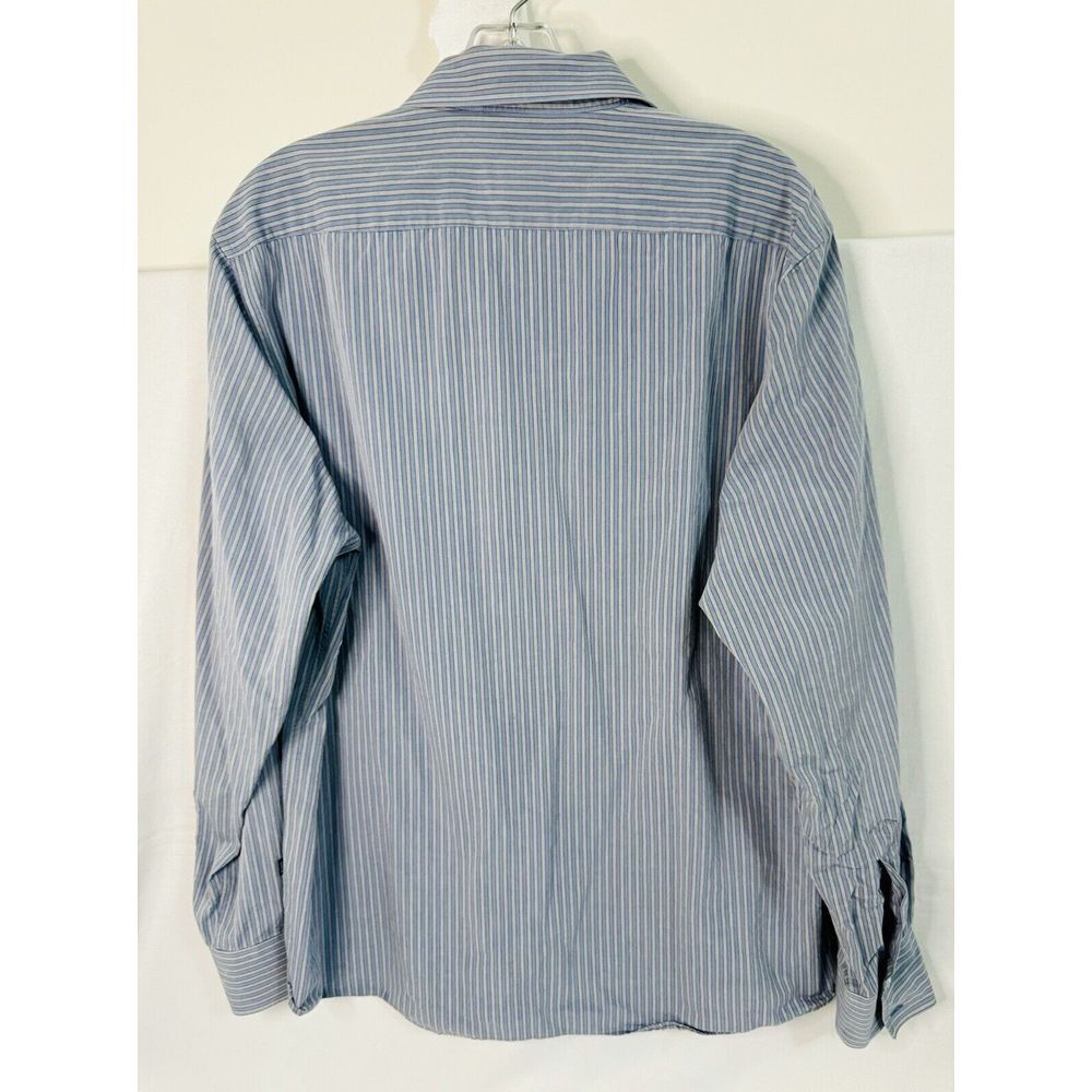 Hugo Boss Mens L Blue Grey Stripe Long Sleeve Button Down Shirt - Picture 3 of 5